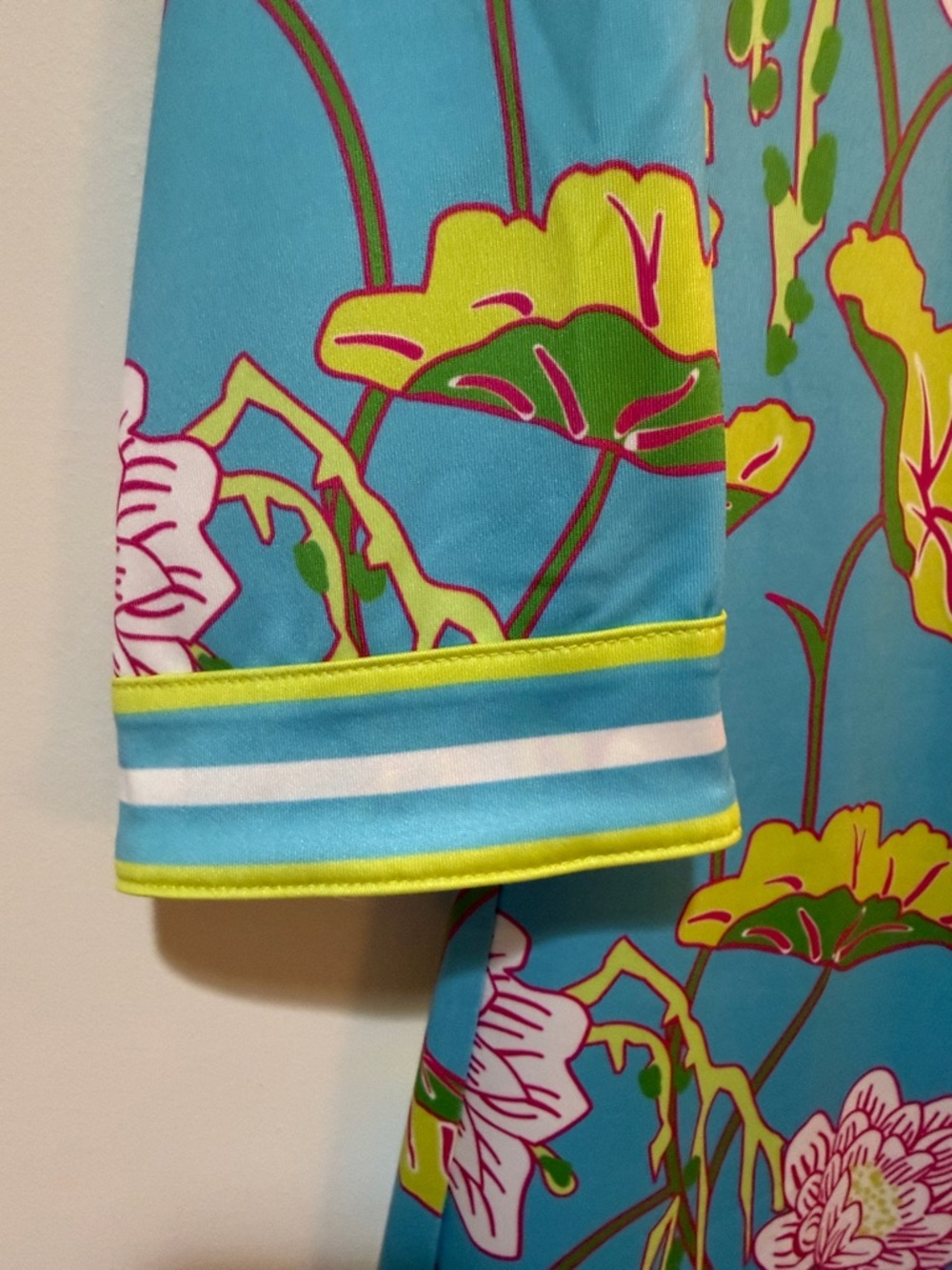 Gretchen Scott Designs Sky Blue Floral Shift Dress with Pink & Green Motif - Picture 7 of 9